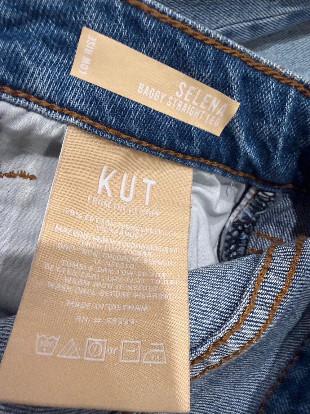 Kut from the Kloth Selena Baggy Straight Low Rise Light Blue Wide Leg Jeans - Picture 4 of 14